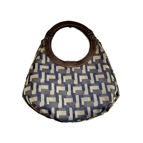 Nine West Handbags - NINE WEST Handbag Purse Vegan Leather Blue Brown‎ Round Handle Neutral Retro Y2K